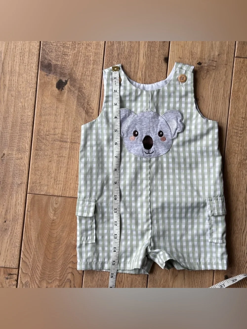 Good Lad Koala Gingham Shortall size 9 Months